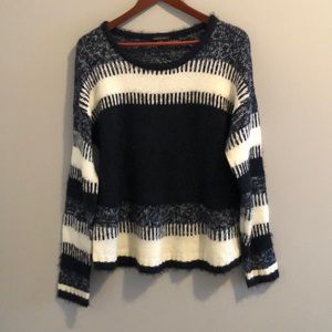 PARKHURST STRIPED NAVY & CREAM SWEATER (L)